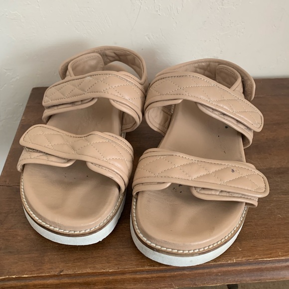 Seychelles New to This Quilted Leather Sandal Nude sz 10 - Picture 12 of 16